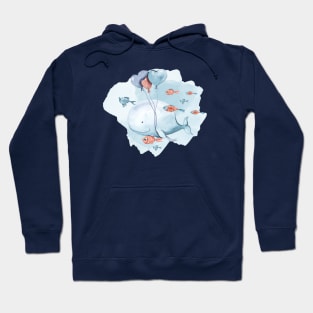 Cute watercolor birthday whale illustration Hoodie